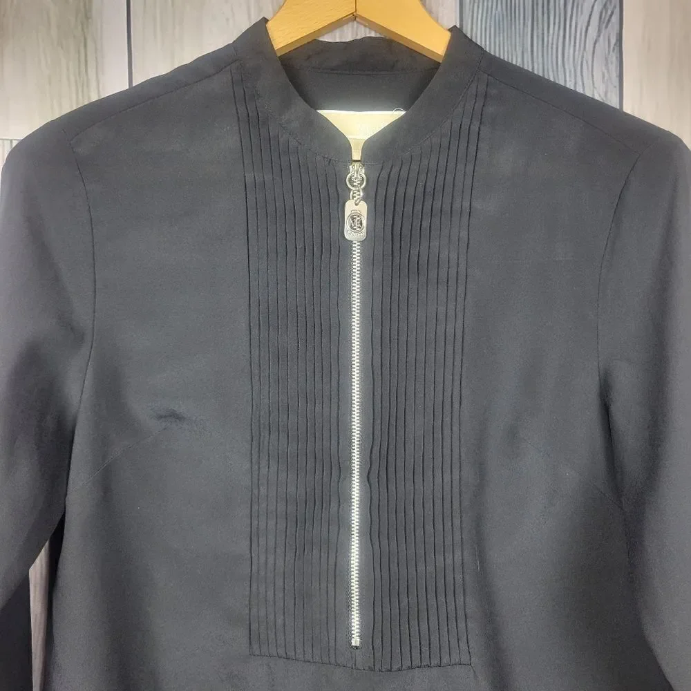 Michael Kors Black Long Sleeve Half Zip Blouse Size XS